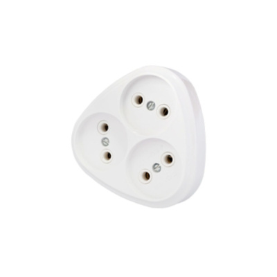 Разветвитель (тройник) Bylectrica 3 роз. 16А белый (круглый, плоский) РВ16-258