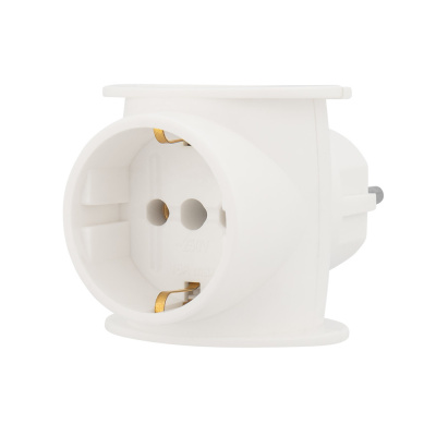 Тройник электрический универсальный 16 А одно гнездо с заземлением белый REXANT