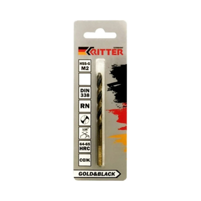 Сверло по металлу Ritter EC  5,4 мм (HSS-G M2 Gold&Black) DIN 338 RN (1 шт в блистере)