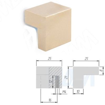 Ручка-кнопка 16мм золото матовое