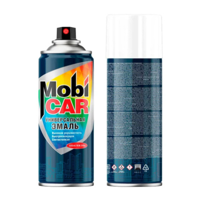 Эмаль аэрозольная универсальная MobiCAR, 520 мл, RAL 9010, белый глянцевый