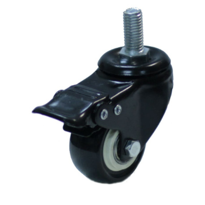 Колесо черн. рез. болт. креп.(М10) 50мм с тормоз.(металл)