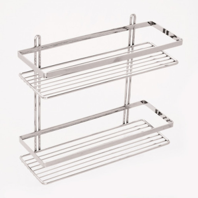 Полка прямая Люкс 2-х ярусная плоский борт, хром ST-25 (40 см. 4 ш/к)