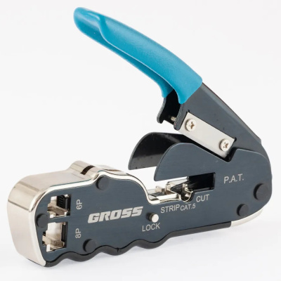 Клещи для обжима телефонных и компьютерных клемм RJ45, 8P и RJ11/12, 6P, компакт., CAT5// Gross