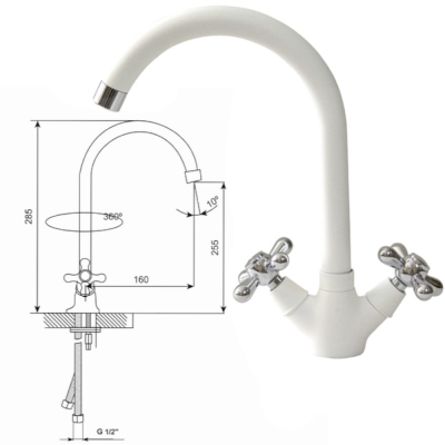 Смеситель для кухни 1/2кер. MIXLINE ML-GS07 (341) молоко высок.излив