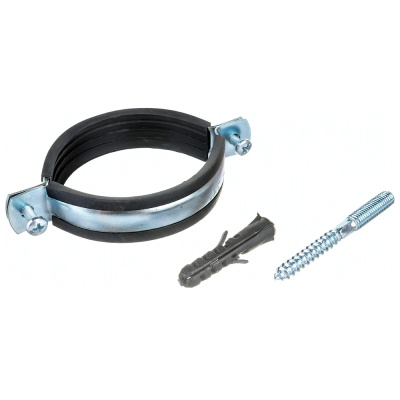 Хомут металлорезиновый с дюбелем и шурупом 2-1/2" (75-80мм) 