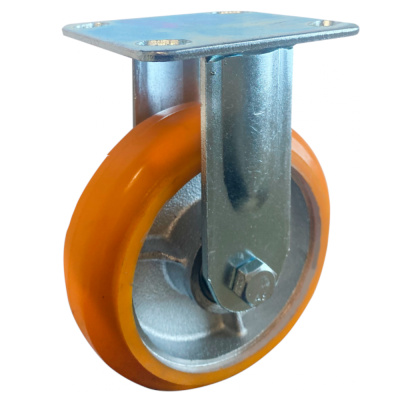 Колесо  б/г Желтый полиуретан. неповорот. 200мм (Korean PU "8")