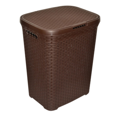 Корзина д/белья с крышкой 40л  РОТАНГ коричневая