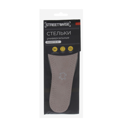 Стельки универсальные тм STREETWISE, натуральная кожа, натуральная пробка, р. 35-45