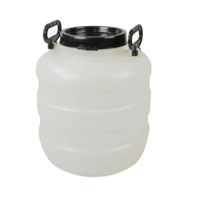 БОЧКА ПЛАСТ. 30 Л С КРЫШКОЙ И РУЧКАМИ (БЕЛАЯ) (1/3) "РАДИАН"