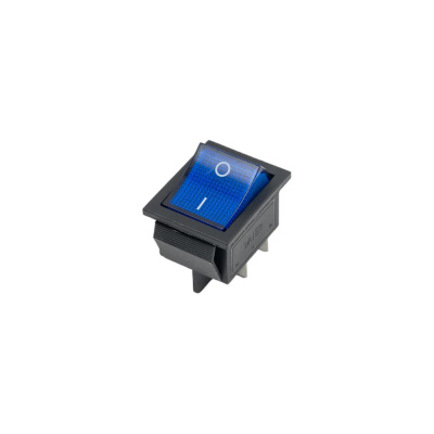 Выключатель клавишный 250V 16А (4с) ON-OFF синий  с подсветкой  REXANT, 36-2331