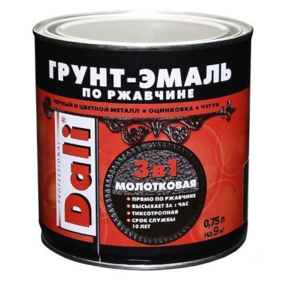 ГРУНТ- ЭМАЛЬ ПО РЖАВЧИНЕ "DALI" 3 В 1 МОЛОТКОВАЯ БРОНЗОВАЯ  0,75 Л (6) "РОГНЕДА"