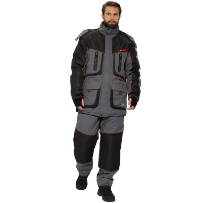 Костюм зимний Siberia LUX ткань Breathable цвет Серый/Черный (Размер: 44-46, Рост: 182-188)