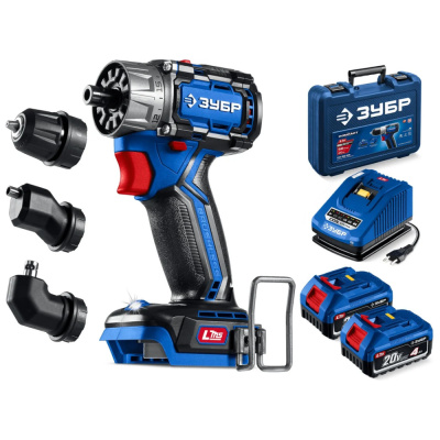 Дрель-шуруповерт ЗУБР КОМПАКТ Комби #3, 20 В, 50 Н·м, 2 АКБ LMS (4 А·ч), бесщеточная модульная, кейс