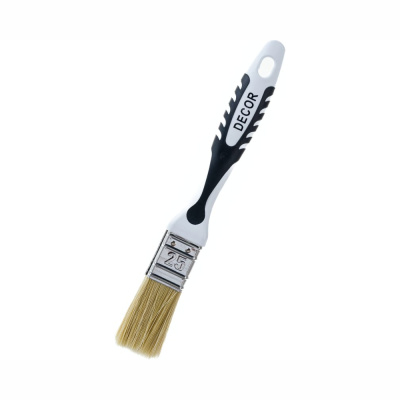 Кисть плоская 4.8" DECOR Black White универс. 120х25мм светл. смеш. щетина 2К ручка