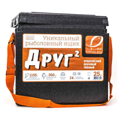 Ящик Рыболовный  Camping World  "Друг-2" 25 л цвет черный (в комплекте держатель крышки)