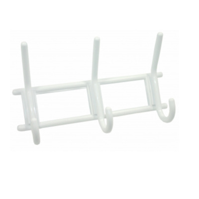 Вешалка 3-х крючковая пластмассовая снежно-белая