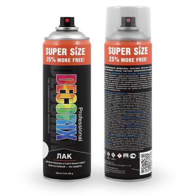 Лак аэрозольный  PROFESSIONAL DECORIX, 650 мл, бесцветный глянцевый