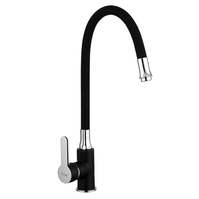 СМЕСИТЕЛЬ ДЛЯ КУХНИ F4042 ГИБКИЙ ИЗЛИВ, ЧЕРНЫЙ/ ХРОМ (1/10) "FRAP"