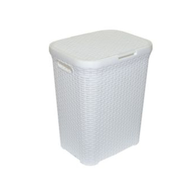 Корзина д/белья с крышкой 60л  РОТАНГ белая