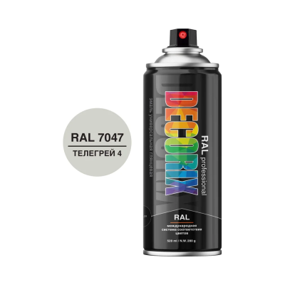 Аэрозольная эмаль RAL PROFESSIONAL DECORIX, 520 мл, телегрей 4, RAL 7047