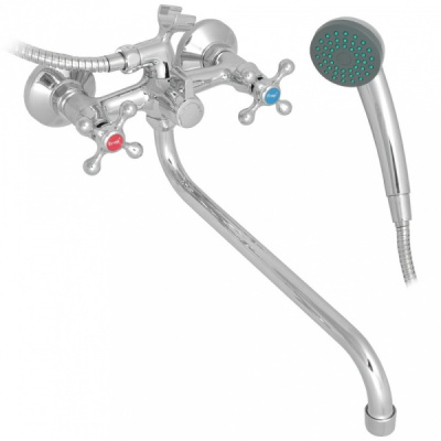 Смеситель ванн керам.кран-букса FRAP встр/диверт,руч/крест, хром F2208 