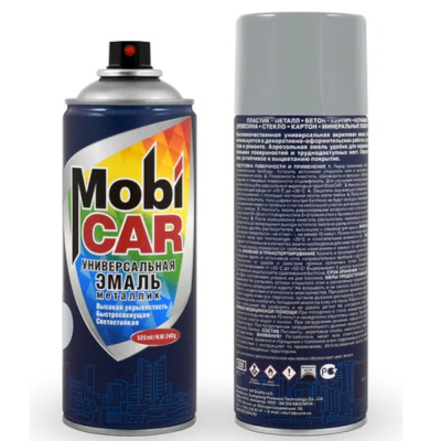 Эмаль аэрозольная универсальная "металлик" MobiCAR, 520 мл, серебро