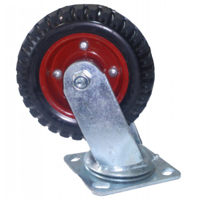 Колесо литая резина КРАСНЫЙ ДИСК, поворот.  160мм ЛИТОЕ