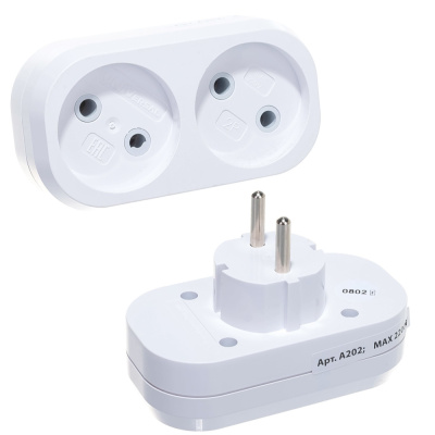 Тройник на 2 розетки без заземления6А