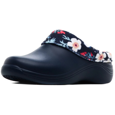 Сабо женские утепленные флисом, арт. 211 ЖУФ, темно-синий-цветочки, р. 38/39