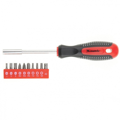 Отвертка Matrix Fusion с набором бит, 10шт CrV, 3-х комп. рукоятка anti slip