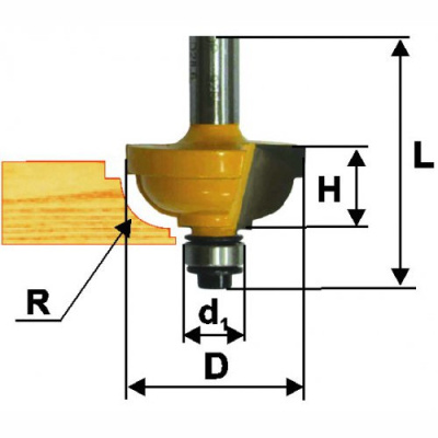 Фреза кром калевочная ф28,6х14мм R6,35мм хв 8мм