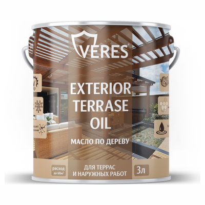 МАСЛО ПО ДЕРЕВУ "EXTERIOR TERRASE OIL" ДЛЯ НАРУЖНЫХ РАБОТ БЕСЦВЕТНЫЙ 3 Л (1/6) "VERES"