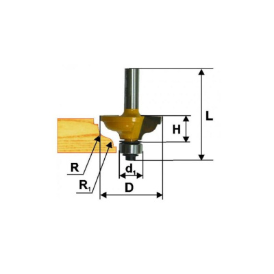 Фреза кром калевочная ф41,3х19мм R4,8/6мм хв 8мм
