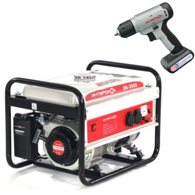 Электростанция бензиновая синхронная ЭБ-3500 + Дрель аккум. ДА-12ЭР 20 СМАРТ-Д