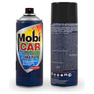 Эмаль аэрозольная универсальная MobiCAR, 520 мл, RAL 9004, сигнальный черный матовый