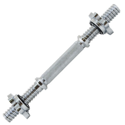 Гриф гантельный "TORRES" арт.PL5030, d25 мм, 35 см, сталь, замок-гайка, хром