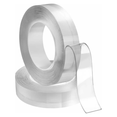 Нано-лента двусторонняя клейкая многоразовая, прозрачная усиленная, 2м, ширина 30 мм арт.108114