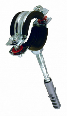 Хомут металлорезиновый с дюбелем и шурупом 4" (107-110мм) CTM 