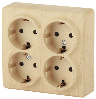 Розетка ЭРА 4х2P, 16A-250В, IP20, ОУ, Эра Эксперт, сосна, 11-2210-11 (1/12) 