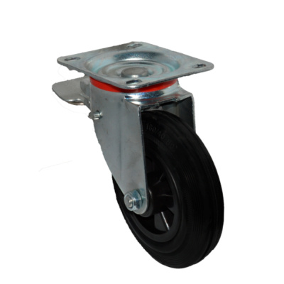 Колесо для мусорных контейнеров УСИЛЕННОЕ поворотные с тормозом 200мм (SCB80KU)