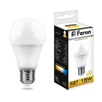 Лампа светодиодная LED 15вт Е27 теплый Feron