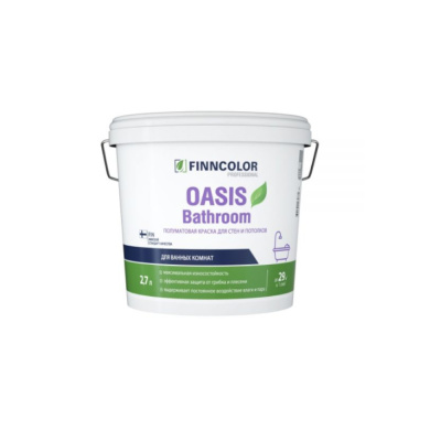 КРАСКА "OASIS BATHROOM"  БАЗА С  2,7 Л (1/3) ДЛЯ ВЛАЖН. ПОМЕЩЕНИЙ "ТИККУРИЛА"