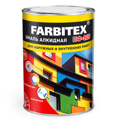 Эмаль алкидная ПФ-115 черный (5,0 кг) FARBITEX