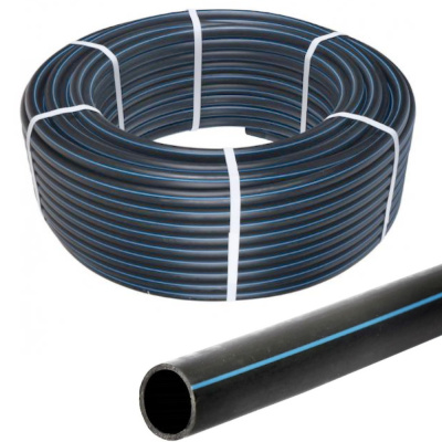 Труба 20х2.0мм питьевая с синей полосой ПЭ100 