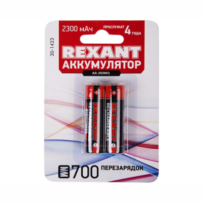 Аккумулятор тип AA «пальчиковый» 1.2 В 2300 мАч блистер 2 шт. REXANT