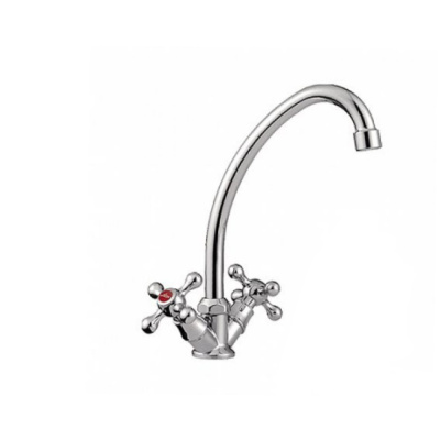 Смеситель кух керам.кран-букса FRAP руч/крест,хром с гайкой !!! упак 2шт !!! F4008-2