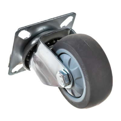 Колесо_ТЕМНАЯ сер.мягкая ГЛАДКАЯ резина  поворот.  50мм (SCG25)