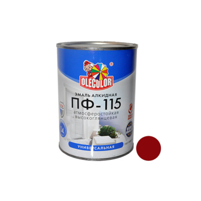 Эмаль ПФ-115 вишневая алк. (1,8кг) OLECOLOR
