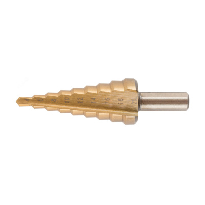 Сверло ступенчатое HSS по металлу, спиральный профиль,  9 ступеней, 4-20 мм